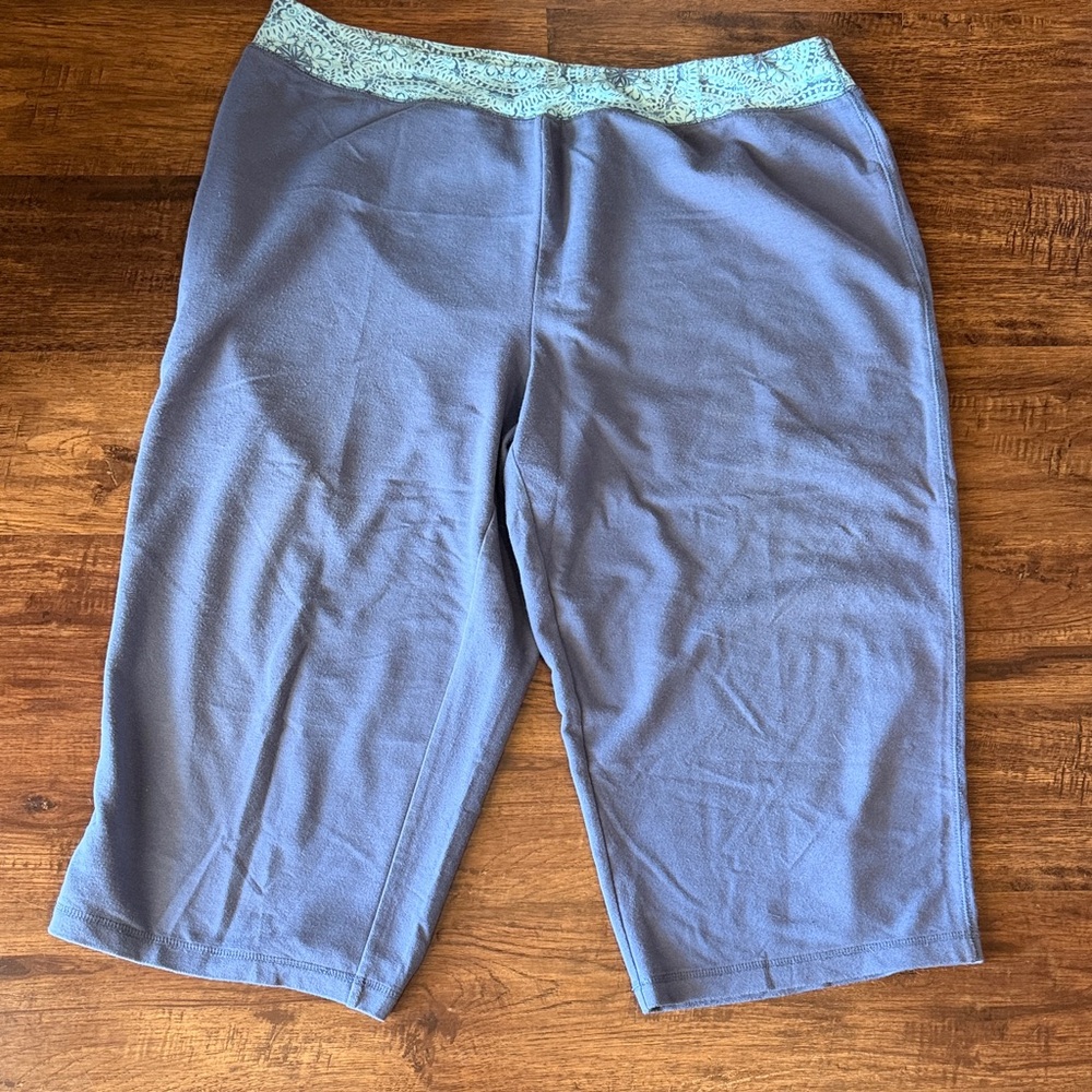 Light Blue Wide-Leg Crop Pants